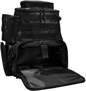  Factory Price Large Storage Fishing Tackle Backpack 2 Fishing Rod Holders with 4 Tackle Boxes