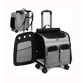 2022 New Design Pet Carrier Trolley Removable Rolling Wheeled Pet Carrier Backpack for Small Dogs Cats Puppies