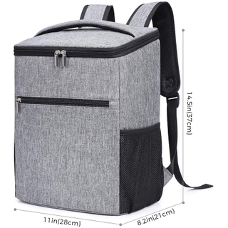24L Large Capacity Soft Cooler Backpack with Hard Liner Insulated Picnic Lunch Backpack Soft-Sided Cooler Bag for Camping BBQ Family Outdoor Activities (Grey)