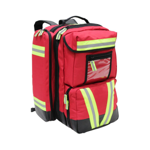 2021 Hot Sale Ultimate EMS Backpack First Aid Kit Survival Kit Polyester EMS Red Medical Bag Trauma Backpack with Clear PVC Pouch