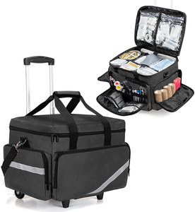 Custom Rolling Medical Gear Luggage Bag with Detachable Trolley and Removable Dividers Nurse Rolling Bag