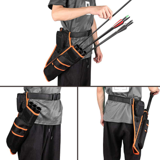 Hunting Target Archery Quiver with 3 Tubes and Shoulder Strap Bow Belt Waist Hanged Target Quiver