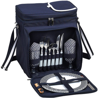 Insulated Food Cooler Bag 2 Person Camping Set Pack Outdoor Picnic Basket Backpack