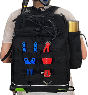 Outdoor Large Fishing Tackle Storage Gear Bag - Water-Resistant Fishing Backpack with Rod Holder Shoulder Backpack