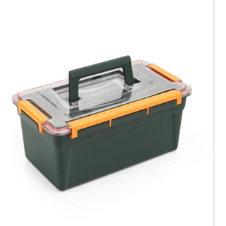 Double Layer Fishing Lure Box Tool Box Large Storage Carry Bag Plastic Large Bait Case with 2 Removable Trays