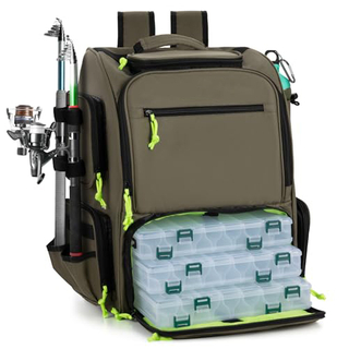 New Design 43L Large Durable Green Fishing Tackle Backpack Fly Fishing Backpack With Rod Holder