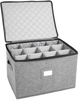 Stemware Box- Deluxe Padded Quilted Case with Dividers Service for 12 glasses Wine Glass Storage