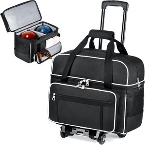 Custom Outdoor Sports Bag Bowling Ball Trolley Bag Lightweight 2 Ball Bowling Bag with 4 Wheels