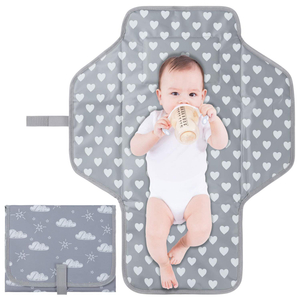 Cute Design Foldable Waterproof Travel Mat with Pillow for Stroller Walks Diaper Bag Baby Diaper Changing Pad