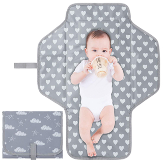 Cute Design Foldable Waterproof Travel Mat with Pillow for Stroller Walks Diaper Bag Baby Diaper Changing Pad