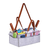 Portable Gray Felt Baby Tote for Travel Storage basket with Divider and Leather Handle Diaper Caddy Bag