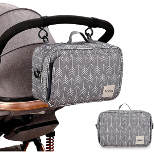 Large Stroller Organizer Caddy with 2 Pram Hooks and Shoulder Strap Baby Travel Stroller Accessories Bag