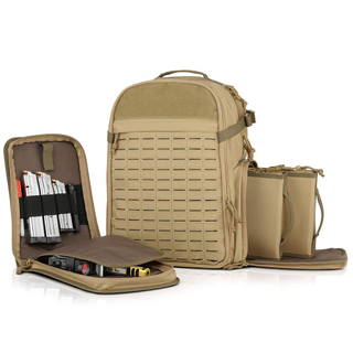 Laser Cut Style MOLLE Tactical Range Bag Backpack with Built-In Weather Resistant Rain Cover
