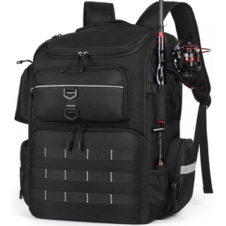 Hot Sale Custom Logo 45L Large Water-Resistant Fishing Tackle Backpack Fishing Backpack with Rod Holders