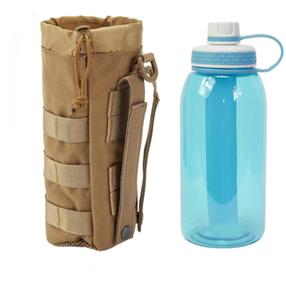 Drawstring Molle Water Bottle Holder with Mesh Bottom for Outdoor Sports Tactical Hydration Carrier Bag