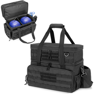 OEM/ODM 2 Ball Bowling Bag with Molle Straps Water Resistant Bowling Duffel Bag