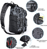 Fishing Tackle Sling Shoulder Backpack Cross Body Sling Bag Tackle Storage Bag with Rod Holder