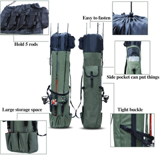 Fishing Rod Bag Canvas Rod Case Organizer Pole Storage Bag Fishing Rod And Reel Carrier Organizer for Travel