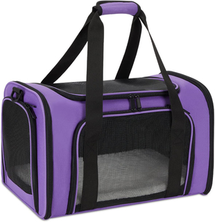 Airline Approved Collapsible Travel Puppy Carrier Bag with Removable Fleece Pad for Cat Pet Carriers 
