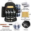 Picnic Cooler Backpack for 4 Person Picnic Set with Detachable Waterproof Pouch for Family Outdoor Camping BBQ