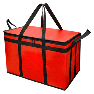 Custom Insulated Grocery Shopping Bag for Catering Uber Eats Bag Red Pizza Food Delivery Carry Bag 