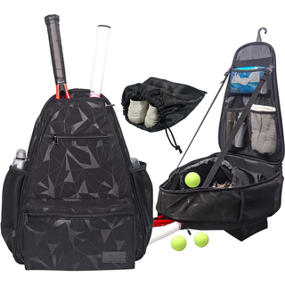Foldable Large Expandable Professional Tennis Racket Bag Sports Tennis Backpack with Seperate Shoe Bag