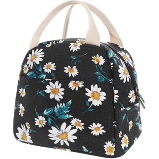 Stylish Daisy Flower Design Reusable Lunch Tote Box Cooler Container for School Work Thermal Lunch Tote Bag