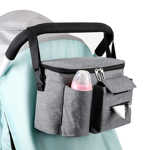 Large Space Oxford Diaper Storage Pouch with Insulated Cup Holder Baby Stroller Organizer Stroller Accessories Bag 