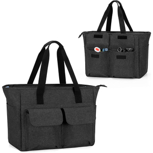 Portable Medical Equipment Supplies Nursing Tote Bag for Work with Padded Laptop Sleeve Black Nurse Bag