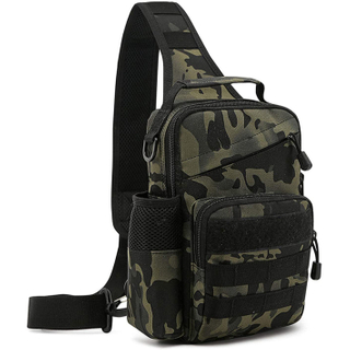 Army Tactical Sling Bag Crossbody Chest Bag with Watter Bottle Pocket Military Style Sling Front Backpack