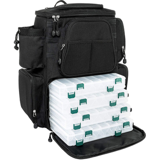 Custom Tackle Backpack with 4 Trays Large Waterproof Tackle Bag Storage with Protective Rain Cover And 4 Tackle Box