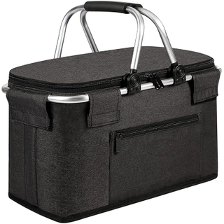 Large Picnic Basket Bag Portable Camping Bag Collapsible Cooler Bag for Shopping Camping Travelling