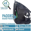 Large Capacity Waterproof Tennis Sling Tote Paddle Racket Backpack Fits 2 to 4 Paddles Pickleball Backpack
