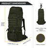 Black 65L Internal Frame Tactical Backpack Camping Backpack Military Molle Rucksack for Camping Hiking with Rain Cover