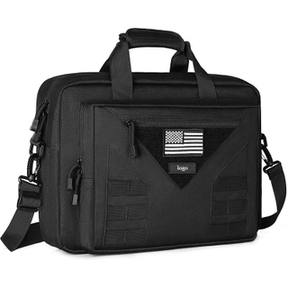 Custom 15.6 Inch Laptop Shoulder Bag Handbag with USA Flag Patch Tactical Business Notebook Briefcase
