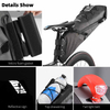 Wide Compatibility Foldable Bicycle Tool Pack Bikepacking Bag Bike Saddle Bag Road Mountain Bike Seat Bag with Tail Light Belt