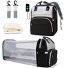  Newly Mummy Travel Backpack with Bassinet Mat and Stroller Hook Expandable Baby Bed Diaper Backpack