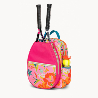 Fashion Printed Flower Tennis Bag Hold 2 Rackets for Kids Girls Boys Tennis Players Tennis Backpack