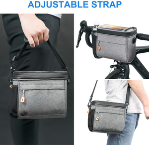 Waterproof Touch Screen Phone Holder Front Frame Storage Basket Bicycle Handlebar bag with Removable Shoulder Strap 