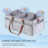 Portable Gray Felt Baby Tote for Travel Storage basket with Divider and Leather Handle Diaper Caddy Bag