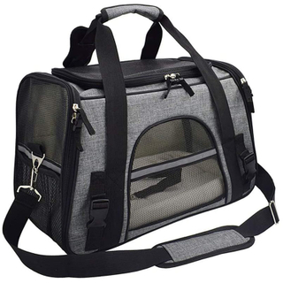 Washable Pet Breathable Bag with Safety Inner Leash And Foldable Bowl Portable Pet Hand Bag
