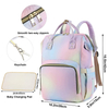 2021 New Design Mommy Nappy Crib with Diaper Pad Stroller Straps Insulated Pocket 3 in 1 Rainbow Diaper Backpack Bag