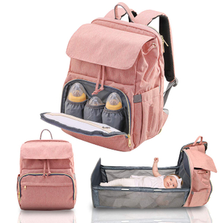 2021 Wholesale Portable Mother Baby Sleeping Bag with Changing Bed Foldable Diaper Backpack Bag
