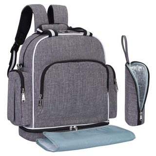 Versatile Diaper Bag Smart Organizer Travel Diaper Storage Backpack Handbag with Waterproof Changing Pad Gray