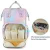 2021 New Design Mommy Nappy Crib with Diaper Pad Stroller Straps Insulated Pocket 3 in 1 Rainbow Diaper Backpack Bag