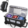 Wholesale Large Sports Duffel Bag Retractable Handle Extends 3 Ball Roller Bowling Bag with Lockable Button