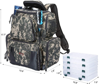 Fishing Tackle Backpack with 4 Trays Large Waterproof Tackle Bag Storage with Protective Rain Cover And 4 Tackle Box