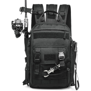 35L Durable Multi-Way Fishing Backpack Oxford Convertible Tackle Sling Crossbody Bag with Rod Holder