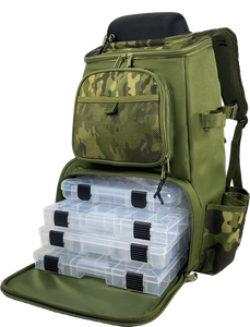 Hot Selling Large Storage Camouflage Carp Fishing Backpack Fishing Tackle Backpack with 4 Tackle Trays