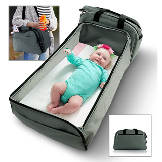Muti-fuctional Mommy Bag Foldable Baby Bed Bassinet Functions Diaper Bag and Changing Station Easy Folding for Travel